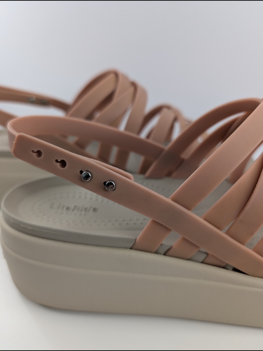 Crocs Literide Brooklyn Strappy Low Wedge Sandal Pale Blush Womens Size 10 - Picture 5 of 8